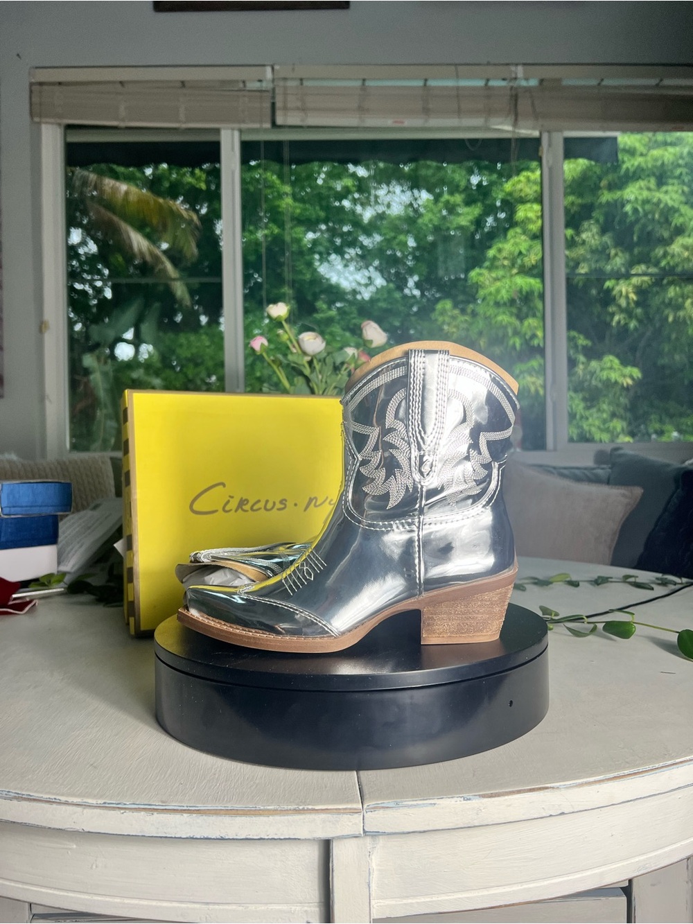 Circus by Sam Edelman Metallic Silver Western Ankle Boots